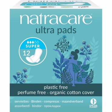 Absorbante - Super cu aripioare (3 picaturi), Natracare, 12 buc