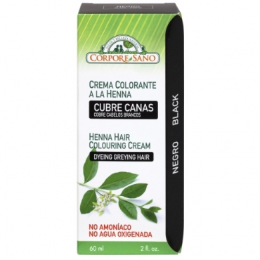 Vopsea henna crema Corpore Sano - Negru, 60 ml