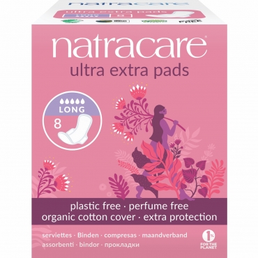 Absorbante bio -Ultra Extra de noapte (5 picaturi) - lung, Natracare, 8 buc