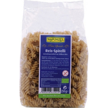 Paste spirelli din orez integral fara gluten, Rapunzel, 250 g