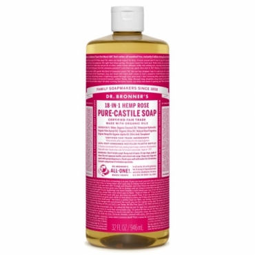 Sapun lichid de Castilia 18 in 1  cu ulei esential pur de trandafiri, Dr. Bronner, 945 ml