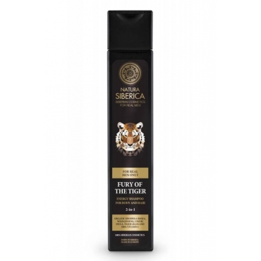 Sampon si gel de dus Natura Siberica, Fury of the Tiger, pentru barbati, 250 ml