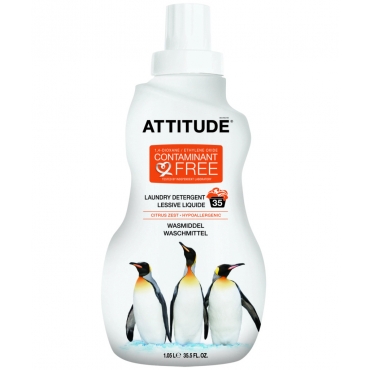 Detergent lichid de rufe, 35 de spalari, cu coaja de citrice, Attitude, 1,05 litri
