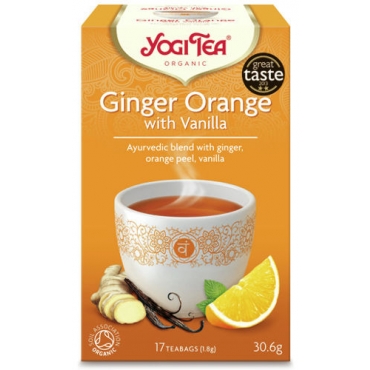 Ceai Bio fara cofeina, Yogi Tea - ghimbir cu portocale si vanilie, 30 g