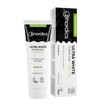 Pasta neagra de dinti Nordics, cu carbune activ si ceai verde Matcha, pt. albirea dintilor, 75 ml