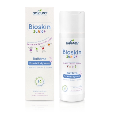 Gel de dus Bioskin Junior, fata si corp, pt bebelusi si copii, piele uscata cu eczeme, dermatite, Salcura, 200 ml