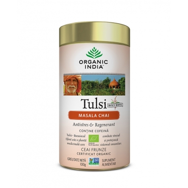 Ceai Tulsi (Busuioc Sfant) Masala Chai, Relaxant si Regenerant, 100g