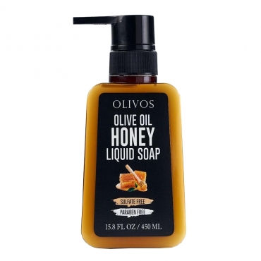 Sapun lichid antiseptic cu ulei de masline si miere, pt fata si corp Olivos, 450 ml