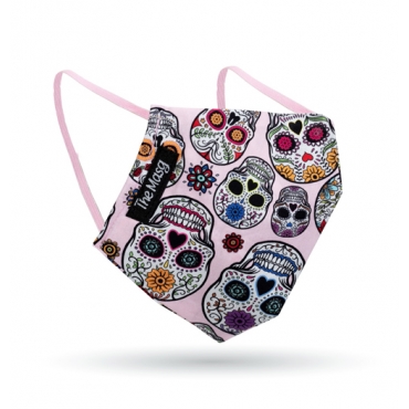 Masca de protectie din bumbac organic, pt adulti, PINK SKULL, The Masg