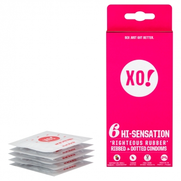 Prezervative din latex natural 100%, Hi-Sensation, XO!, Flo, 6 buc