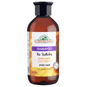 Sampon de par fara sulfati cu floarea soarelui, grau si cheratina din plante, Corpore Sano, pt par vopsit, 300 ml