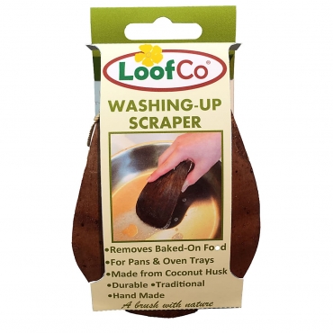 Racleta din coaja de nuca de cocos pentru curatarea vaselor, LoofCo, 11x7 cm