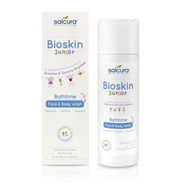 Oferta- Gel de dus Bioskin Junior, fata si corp, pt bebelusi si copii, piele uscata cu eczeme, dermatite, Salcura, 200 ml