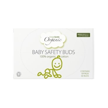Betisoare urechi din bumbac organic cu opritor, pentru bebelusi, Simply Gentle Organic, 60 Buc