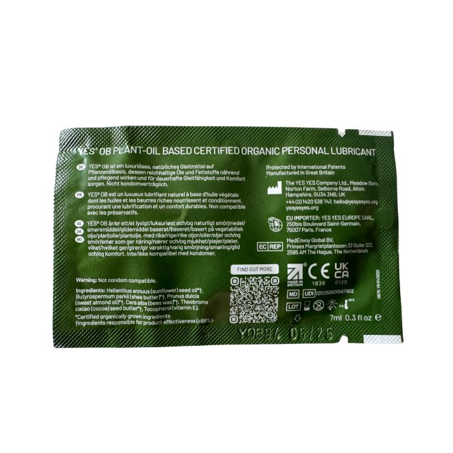 Lubrifiant organic pe baza de ulei,  YES, 7 ml