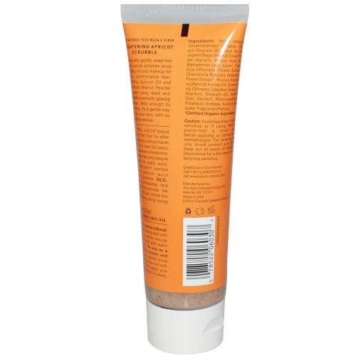 Scrub iluminator de fata cu caise si pudra de nuci, Jason 113 ml