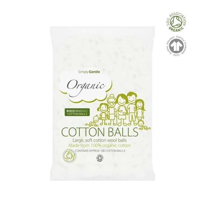 Bile de vata din bumbac organic, Simply Gentle Organic, 100 bucati