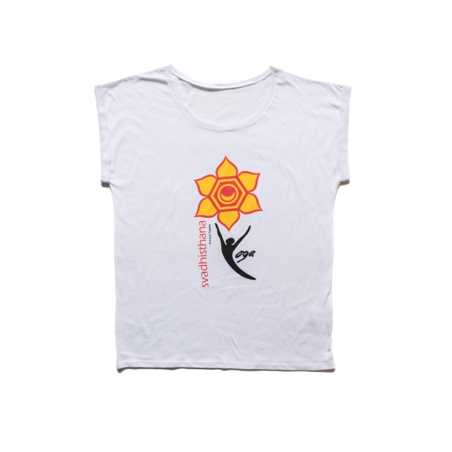 Tricou alb dama #rangaliTsports yoga chakra Svadhisthana