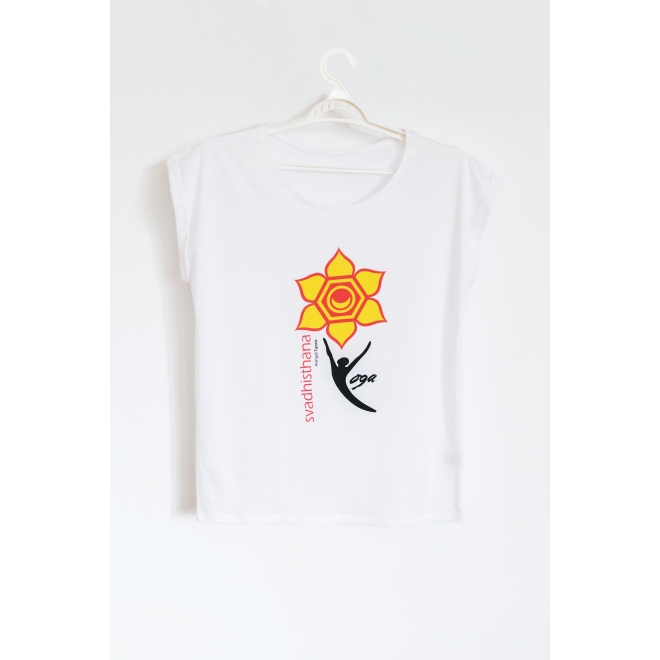 Tricou alb dama #rangaliTsports yoga chakra Svadhisthana