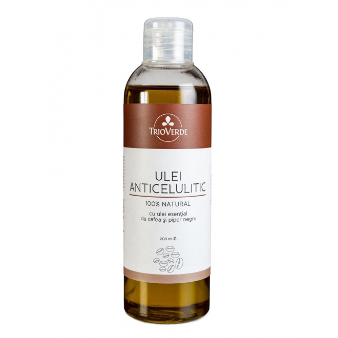Oferta- Ulei anticelulitic 100% natural cu ulei esential de cafea si piper negru Trio Verde, 200ml 