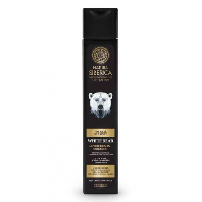 Gel de dus White Bear Natura Siberica, revigorant pentru barbati cu plante siberiene, 250 ml  