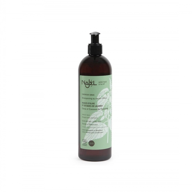 Sampon bio 2 in 1, cu sapun de Alep pentru par gras, Najel, 500 ml