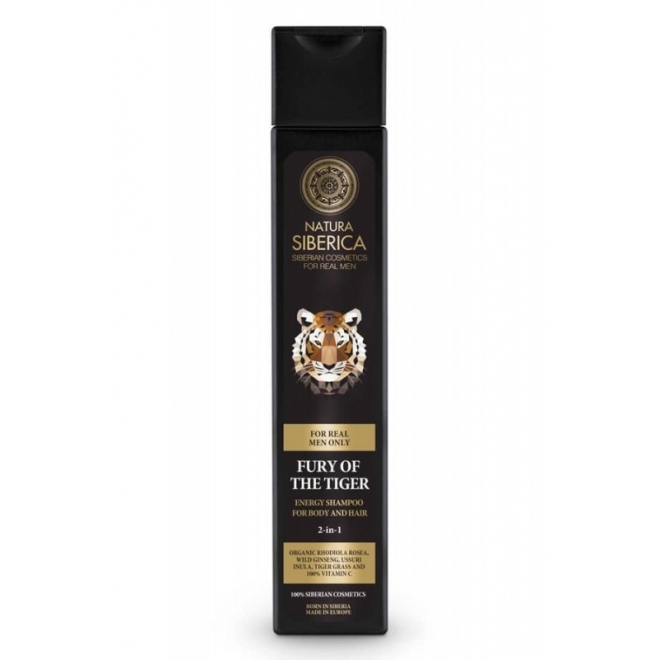 Sampon si gel de dus Natura Siberica, Fury of the Tiger, pentru barbati, 250 ml