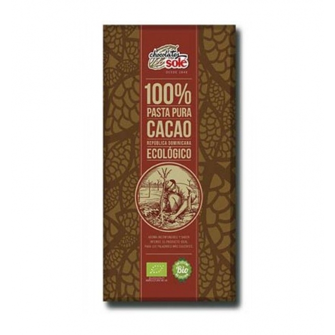 Ciocolata Bio neagra, 100% cacao, Sole, 100 g