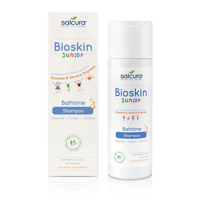 Sampon Bioskin Junior pt bebelusi si copii, scalp uscat cu eczeme si coji, dermatite, Salcura, 200 ml