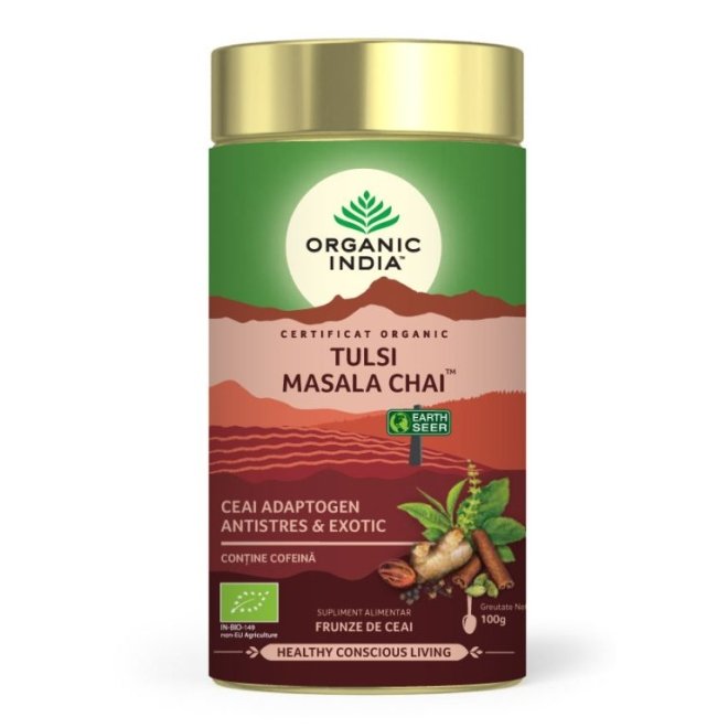 Ceai Tulsi (Busuioc Sfant) Masala Chai, Relaxant si Regenerant, 100g