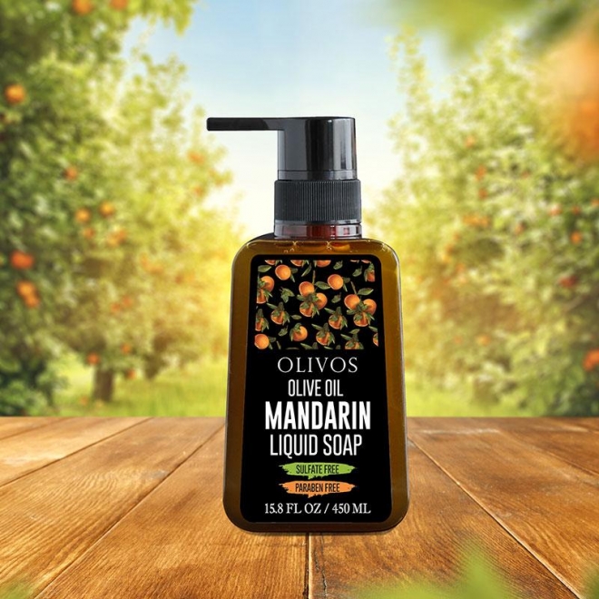 Sapun lichid cu ulei de masline si mandarina, Olivos, 450 ml
