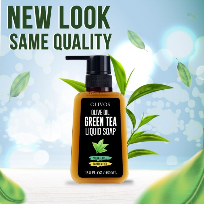Sapun lichid calmant cu ulei de masline si ceai verde, Olivos, 450 ml