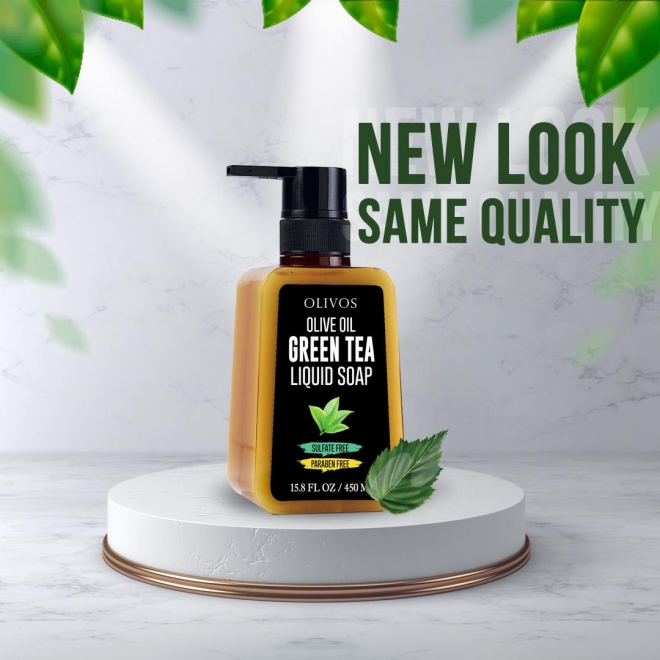 Sapun lichid calmant cu ulei de masline si ceai verde, Olivos, 450 ml
