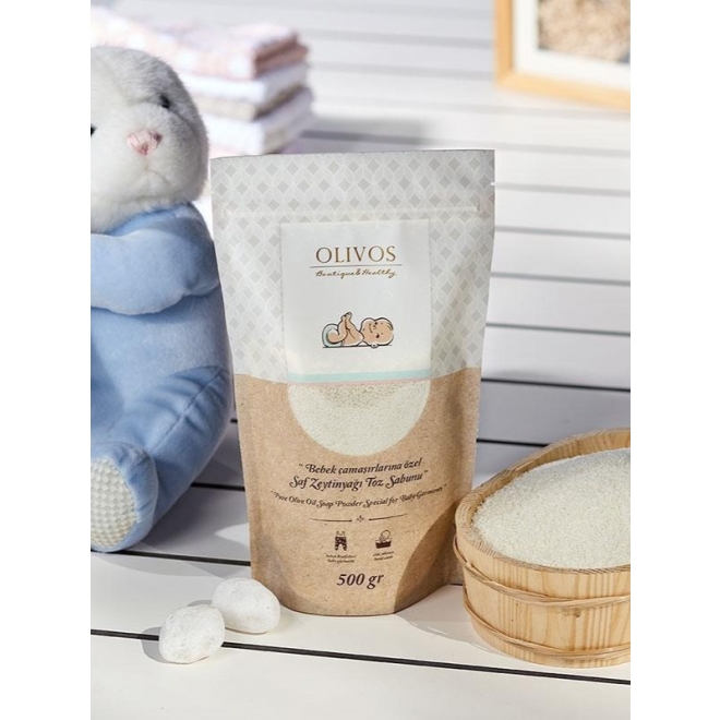 Detergent pudra de sapun cu ulei de masline, pt hainele bebelusilor, Olivos, 500 g