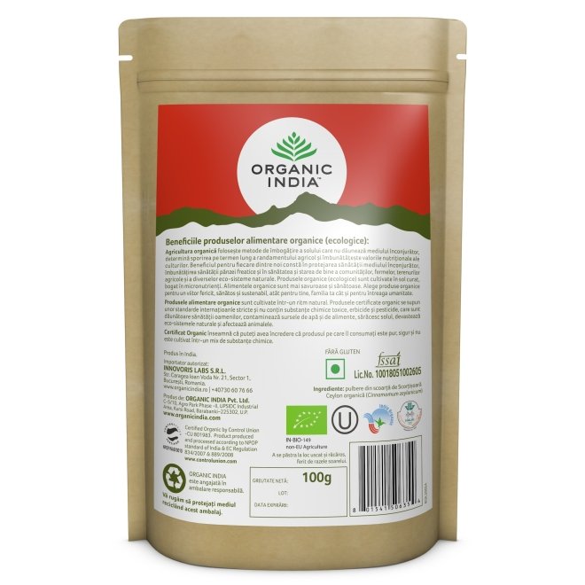 Scortisoara Ceylon Pulbere bio, Organic India, 100g
