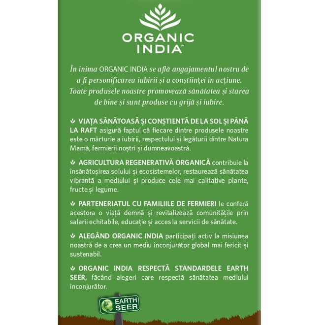 Ceai Tulsi (Busuioc Sfant) Ayush Kwath, Sustine imunitatea, Organic India,  25 plicuri 