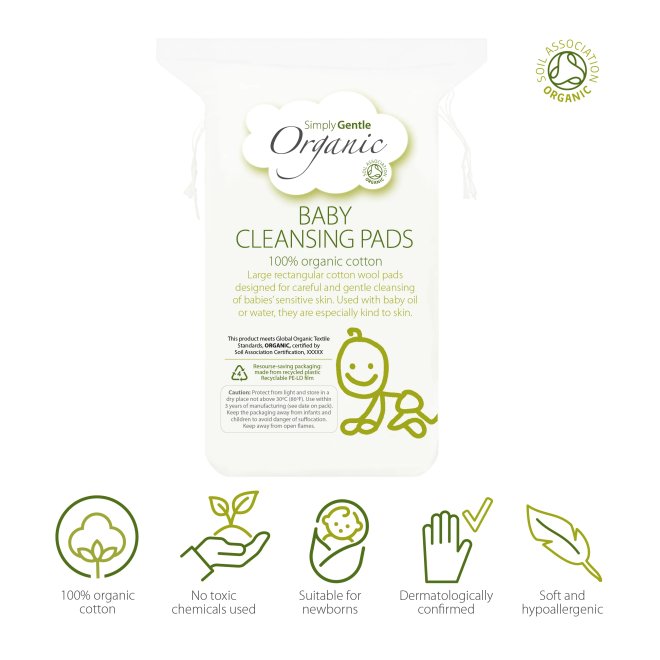 Dischete rectangulare de curatare din bumbac organic, Macdonald & Taylor, 60 buc