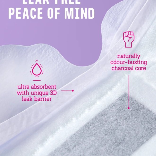 Absorbante lungi cu aripioare, cu carbune activ pentru incontinenta urinara, 4 pic, Flo, 14 buc