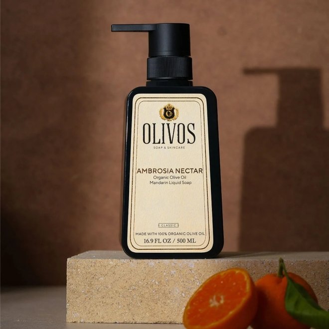 Sapun lichid Ambrosia Nectar cu ulei de masline si parfum de mandarina, Olivos, 500 ml