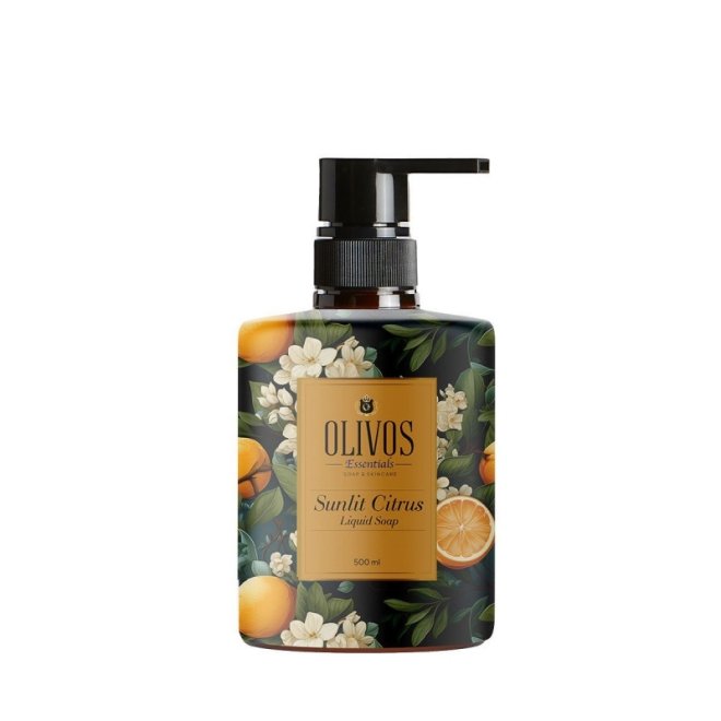 Sapun lichid Sunlit Citrus cu parfum de mandarina, Olivos, 500 ml